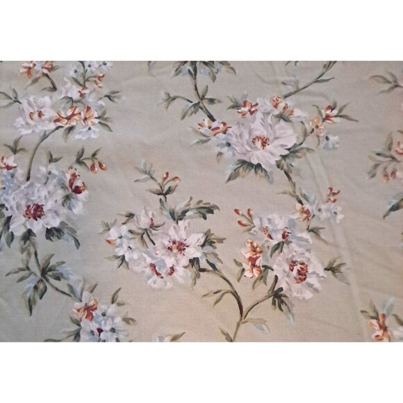 Waverly Garden Room Twin Flat Sheet Carolina Magnolia Ruffled Green Floral - Picture 3 of 6